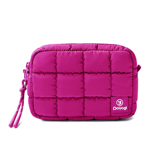 DOYOGI Quilted Cosmetic Bag, Puffer Makeup Bags, Crossbody Purses for women,Cute Travel Toiletry Bag for Women (Rose Red)