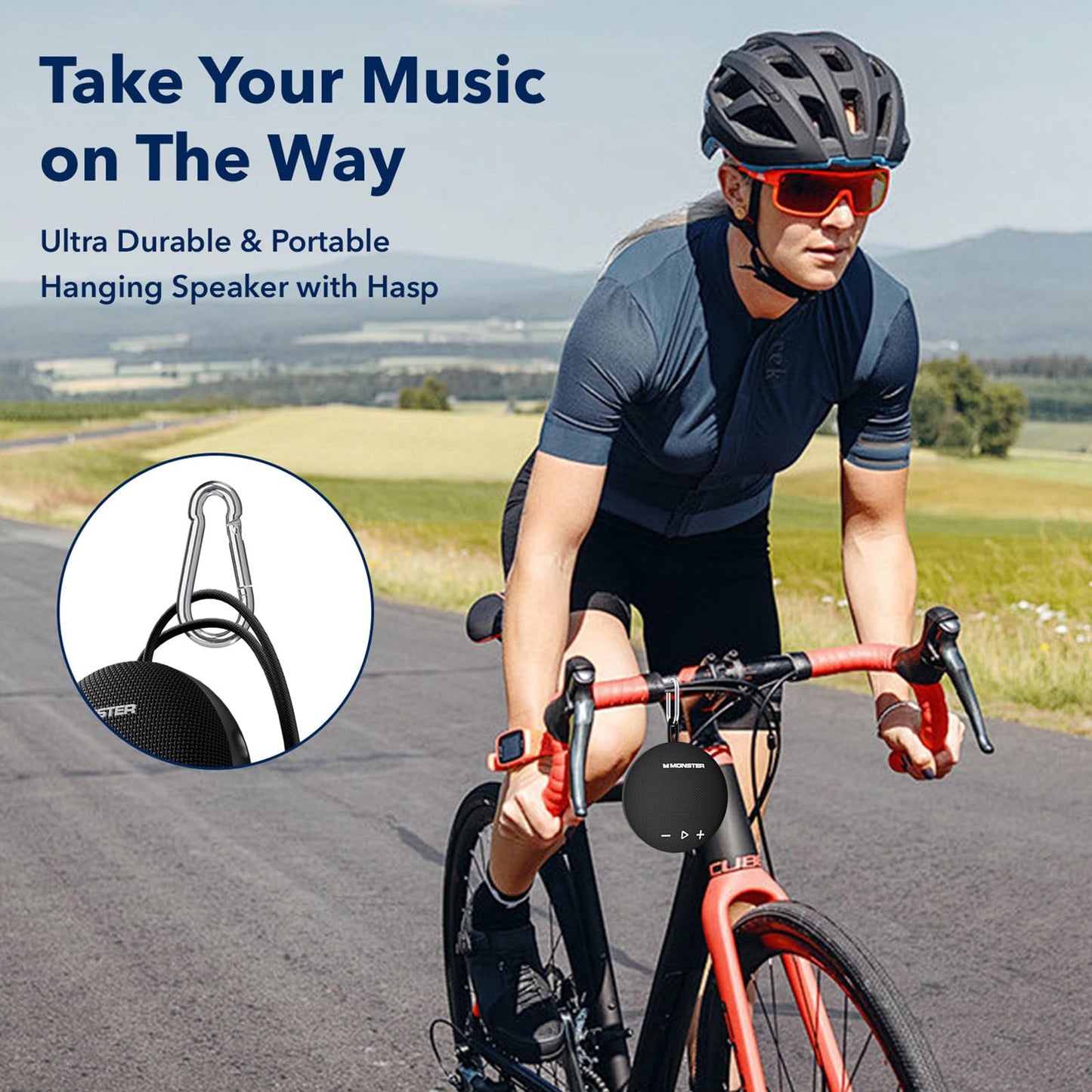 Monster Bluetooth Speaker, IPX8 Shower Speaker Waterproof, Bluetooth 5.4 with Loud HD Sound and Robust Bass, Extra Long Playtime Punchy, for Home, Beaches Portable Wireless Outdoor Speakers