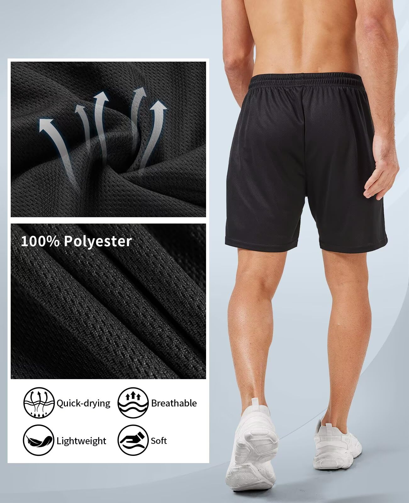 lomsoe 5 Pack Gym Shorts Men 5 Inch Quick Dry Mesh Shorts Men Lightweight Training Athletic Running Shorts with Pockets