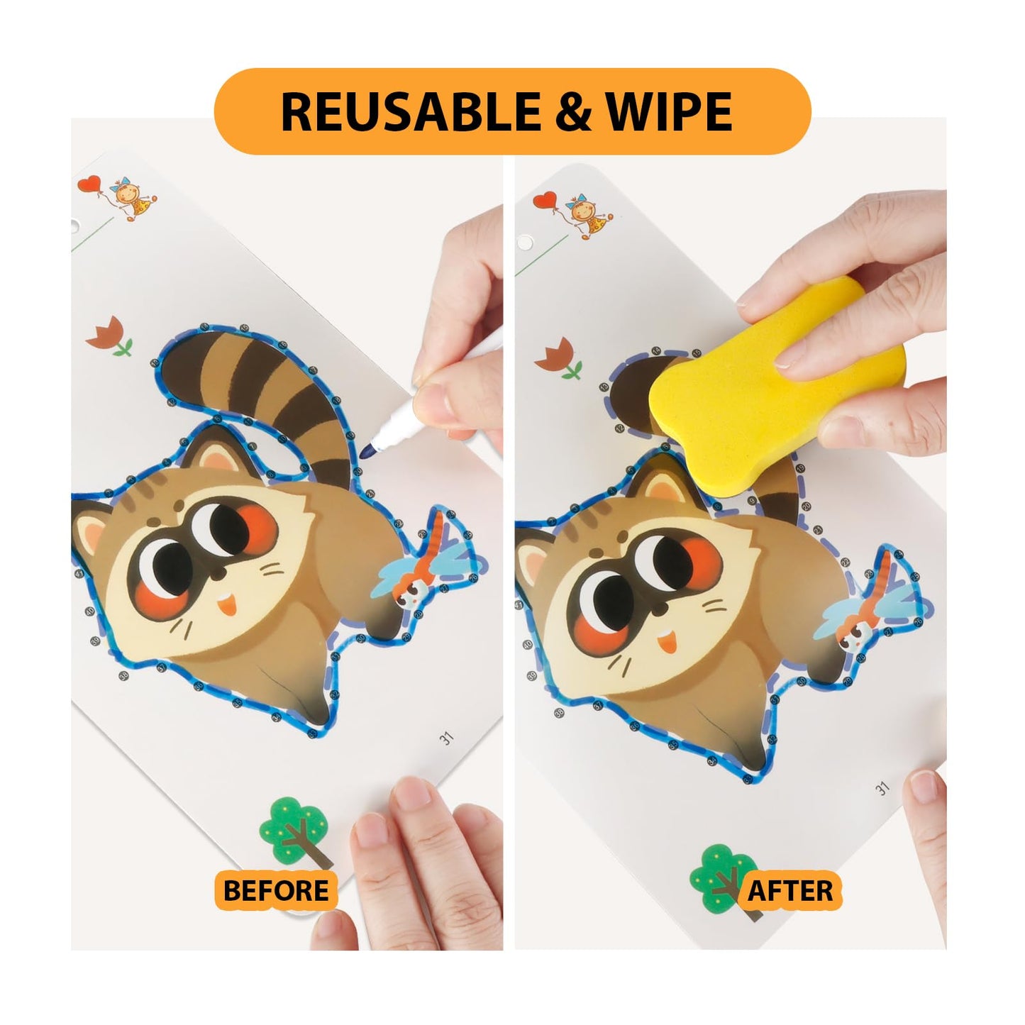 Generic Scribble Smart Workbook - Reusable Workbooks for Kids, Little Curious Mind Scribble Smart Reusable Workbook, Workbook Handwriting Practice Tracing Books for Kids, 8 Pens, Blue01, TYB-01