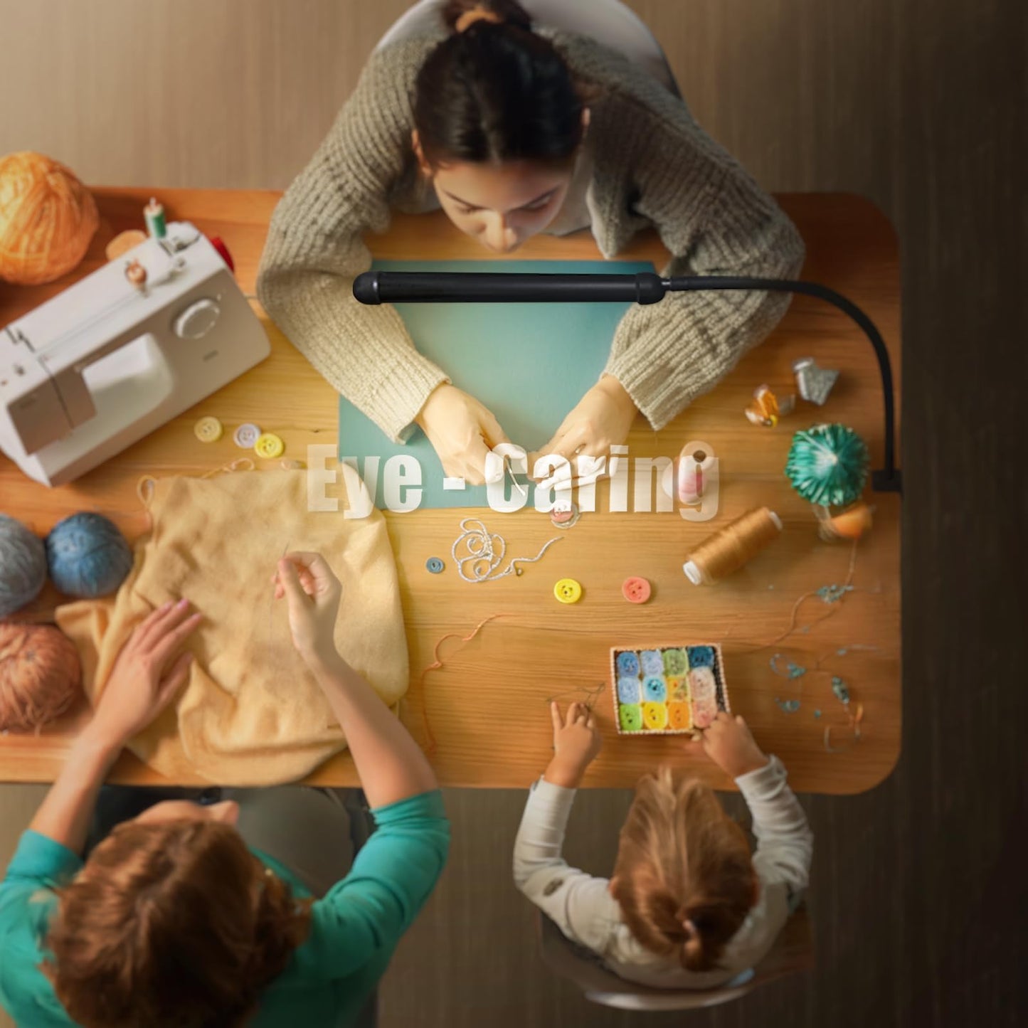 Phimuezl LED Desk Lamp with Clamp, Clamp Light with 30 Adjustable Color Modes, Clip on Light with Long Flexible Gooseneck, Eye Care Lamp Clamp for Study, Work, Home, Office, Black, 12W