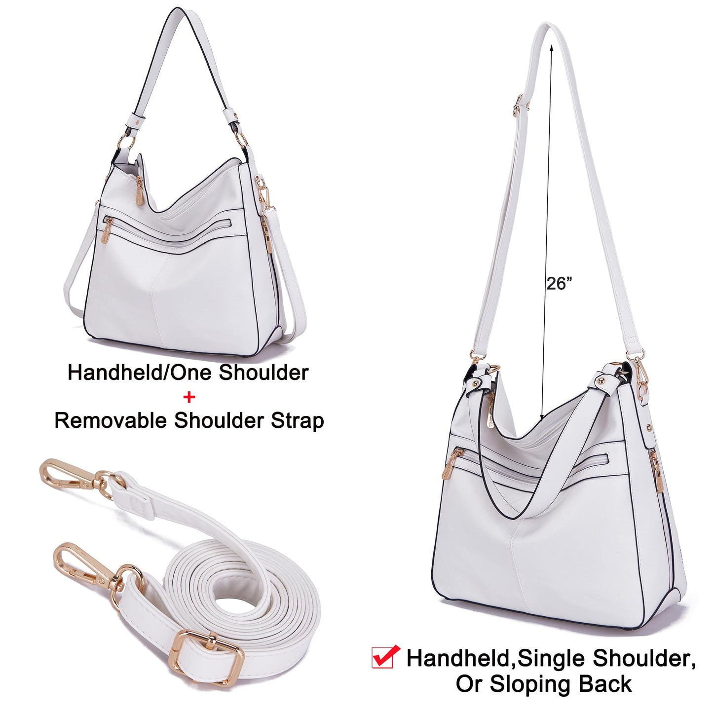 Womens Large Leather Hobo Handbag Ladies Fashion Tote Satchel Shoulder Crossbody Bags 3pcs Purses Set