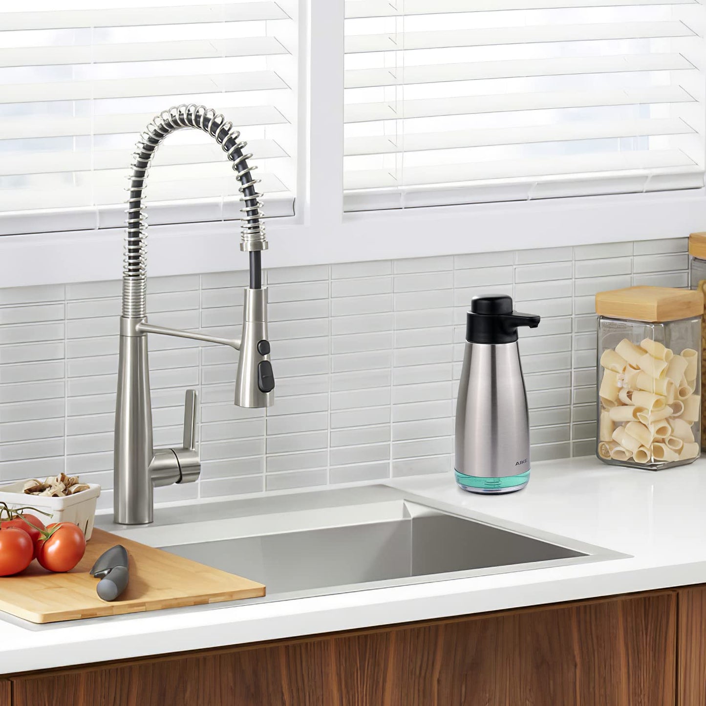 AIKE 15fl.oz Stainless Steel Liquid Soap Dispenser for Dish and Hand Soap