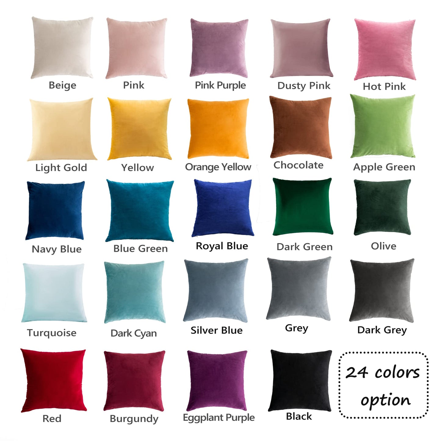 Stellhome Cozy Velvet Pillow Covers Square Decorative Throw Pillow Covers for Bed Couch Sofa Bench, 20 x 20 inch (50 cm), Olive, Pack of 2