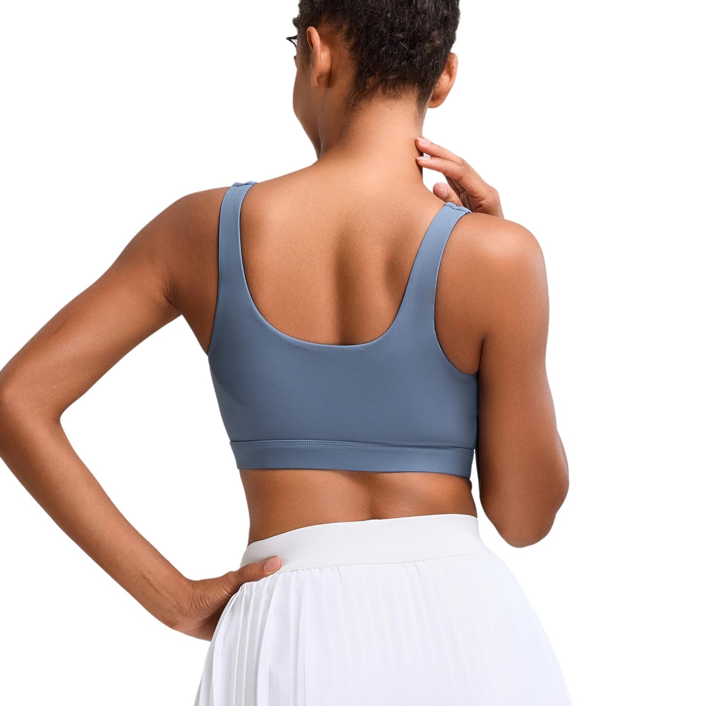 Vorcy High Impact Sports Bras for Women Running Bra Workout Bra U Back Sports Bra Scoop Neck Padded Blue