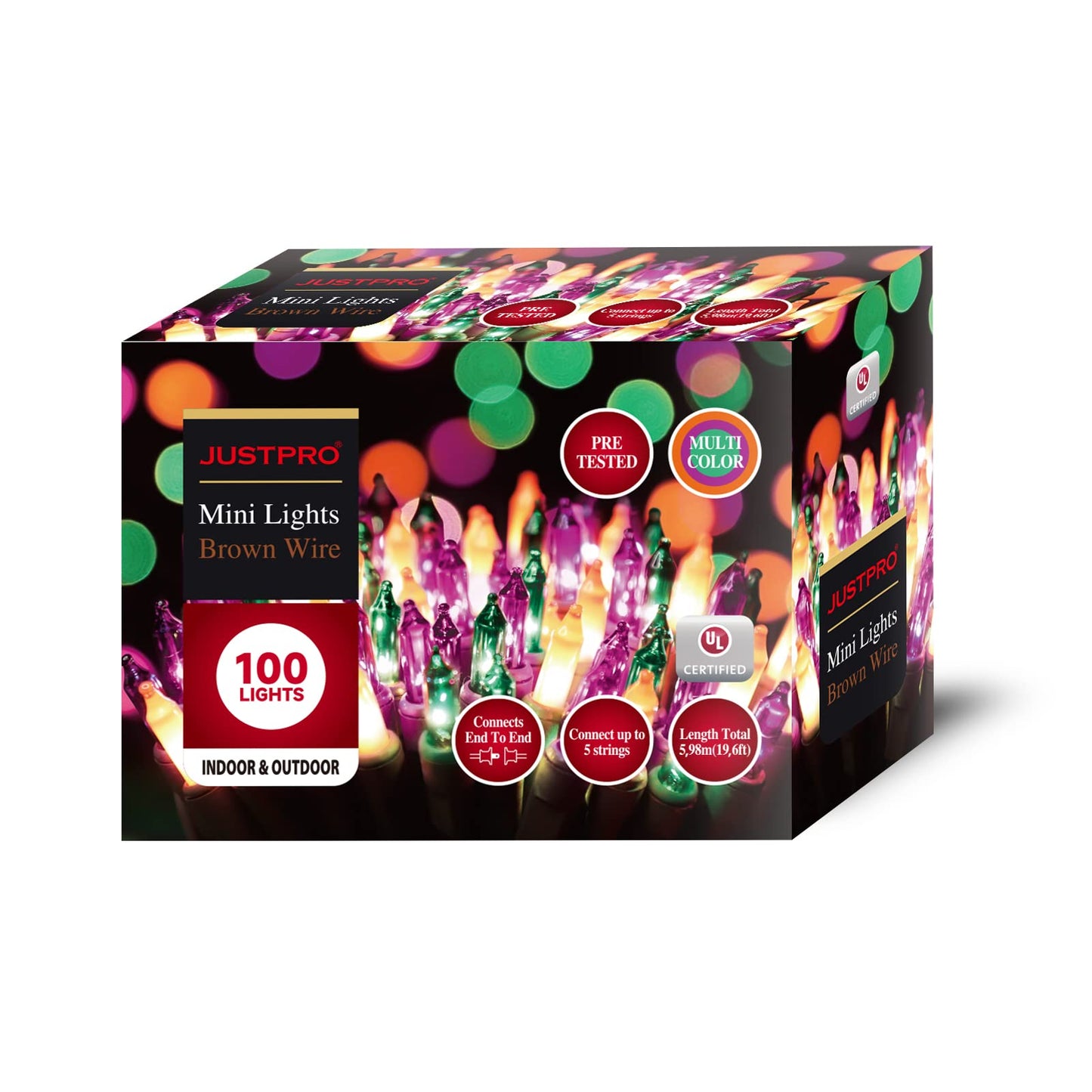 JUSTPRO 100LIGHTS Orange Purple and Green Extra-Bright with End Connectors Halloween Decorative Lights 5.98m UL Certified Mini String Light Set Waterproof for Halloween Home Garden Tree Party Patio