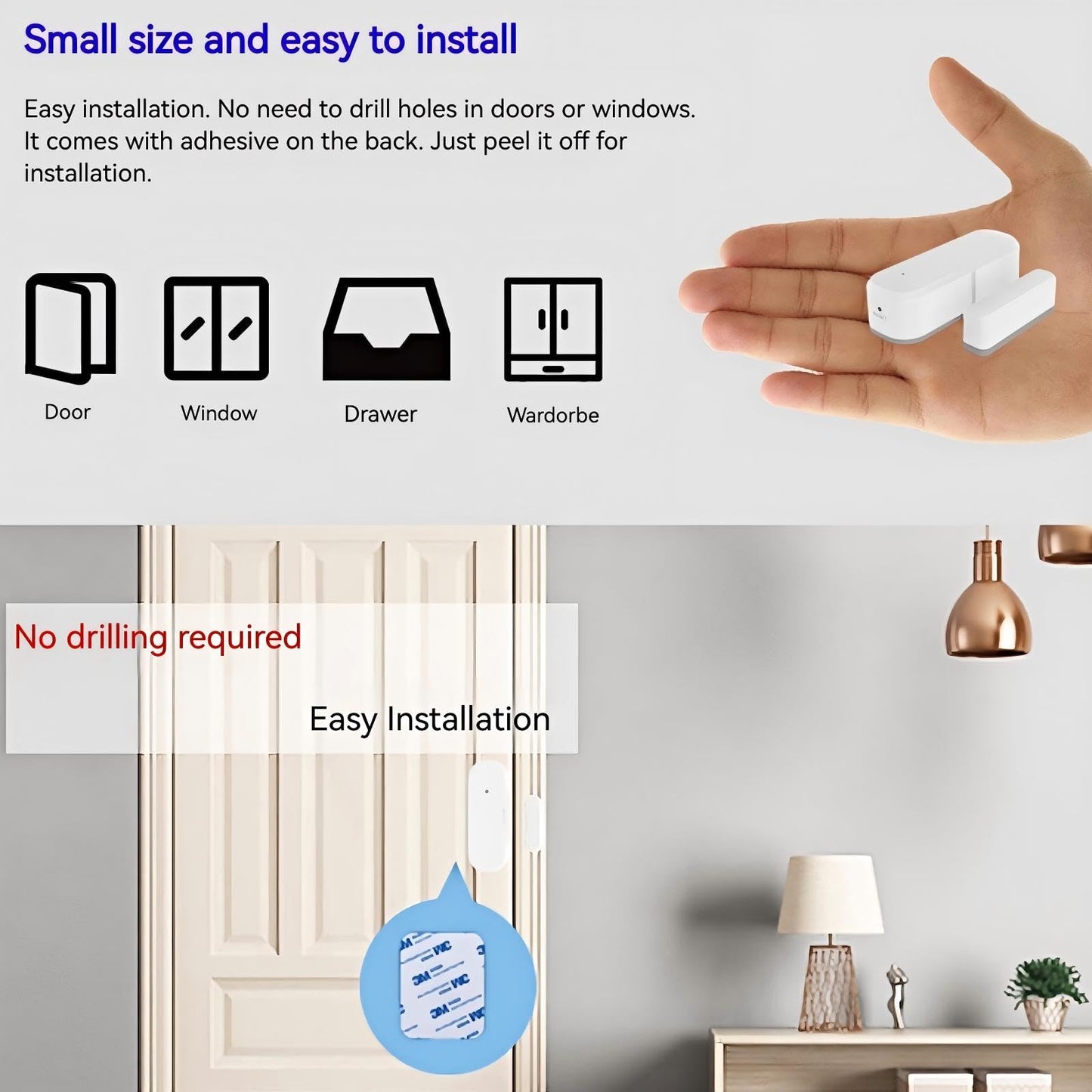 Sanofuturion Smart WiFi Door/Window Sensor | Tuya Smart Alarm, Wireless Entry Detector with Real-Time Alerts, Compatible with Alexa/Google Home, No Hub Required (1Pack)