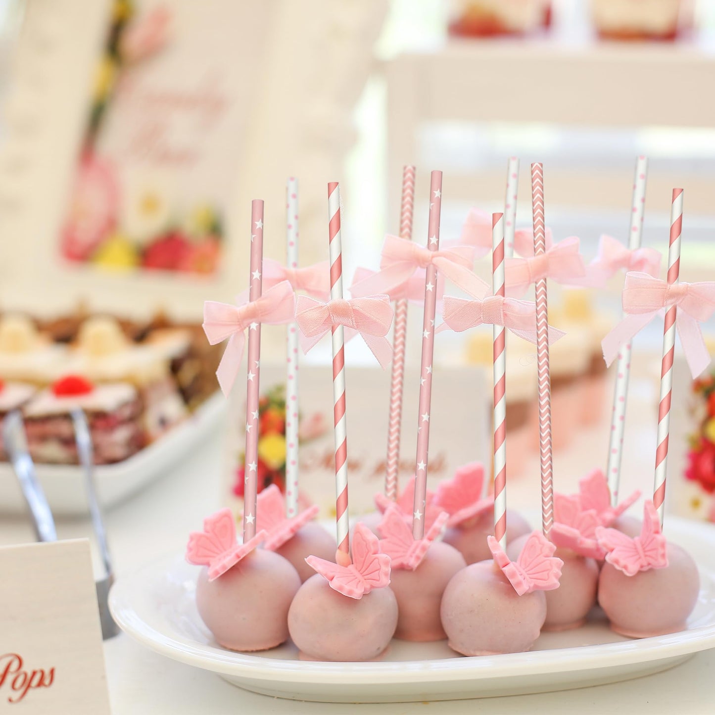 FsLvniu 200 Biodegradable Pink Paper Straws, Party Straws for Juice, Cocktail, Smoothies, Wedding, Birthday, Bridal/Baby Shower and Christmas Decorations Valentine's Day Holiday Celebrations