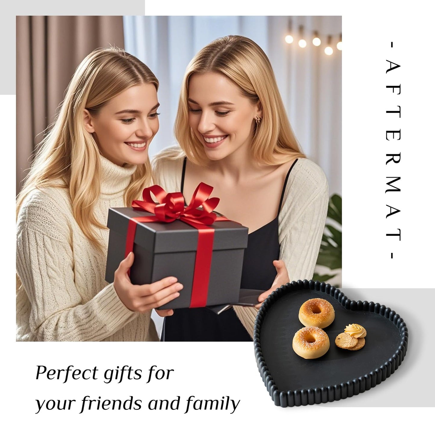 Coffee Table Tray, Home Decor Heart Shaped Tray, Concrete Black Coffee Table Decor Trays, Serving Decorative Trays for Dining Table