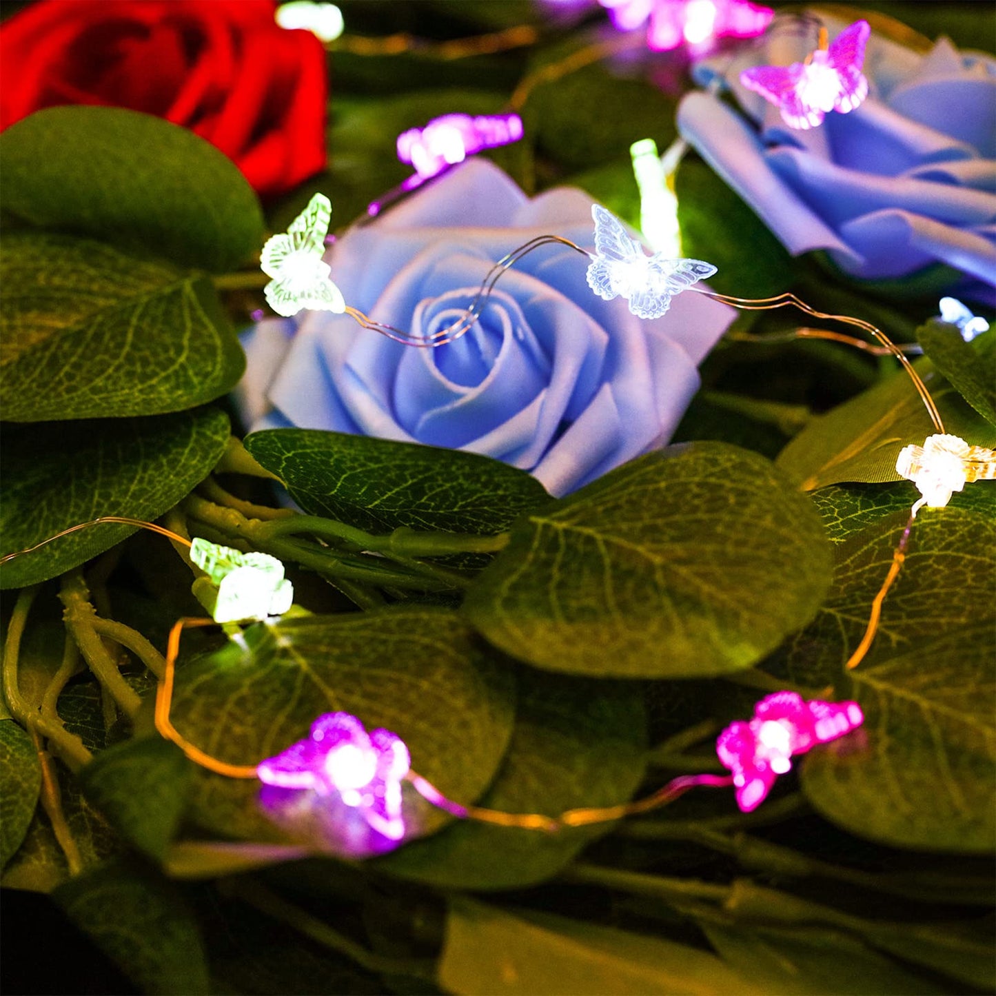 Tuanse Butterfly String Lights, 10ft 40 LEDs Battery Operated 12 Modes Summer Fairy Light Decor with Remote and Timer for Bedroom Party Garden Wedding Decoration