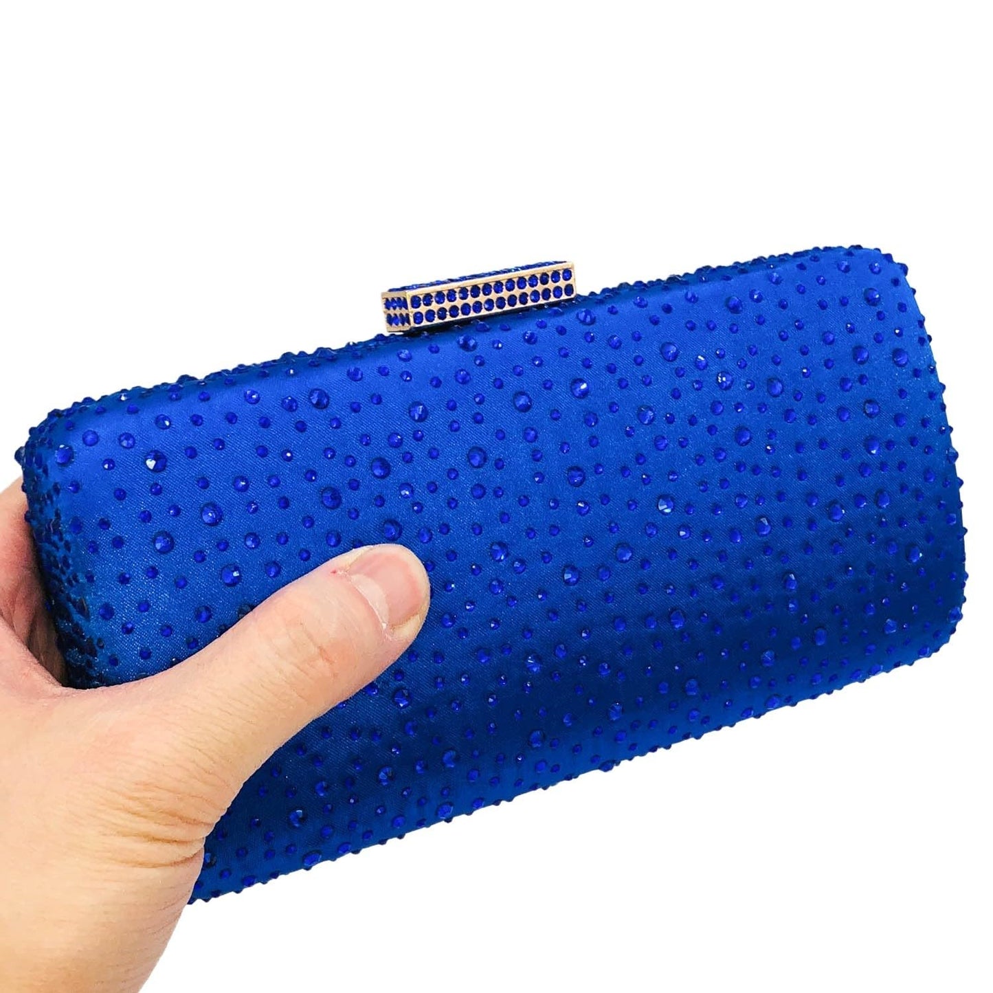 Boutique De FGG Elegant Women Crystal Clutch Purse Formal Evening Bags Wedding Handbags Cocktail Rhinestone Clutch Purse,Mini,Blue