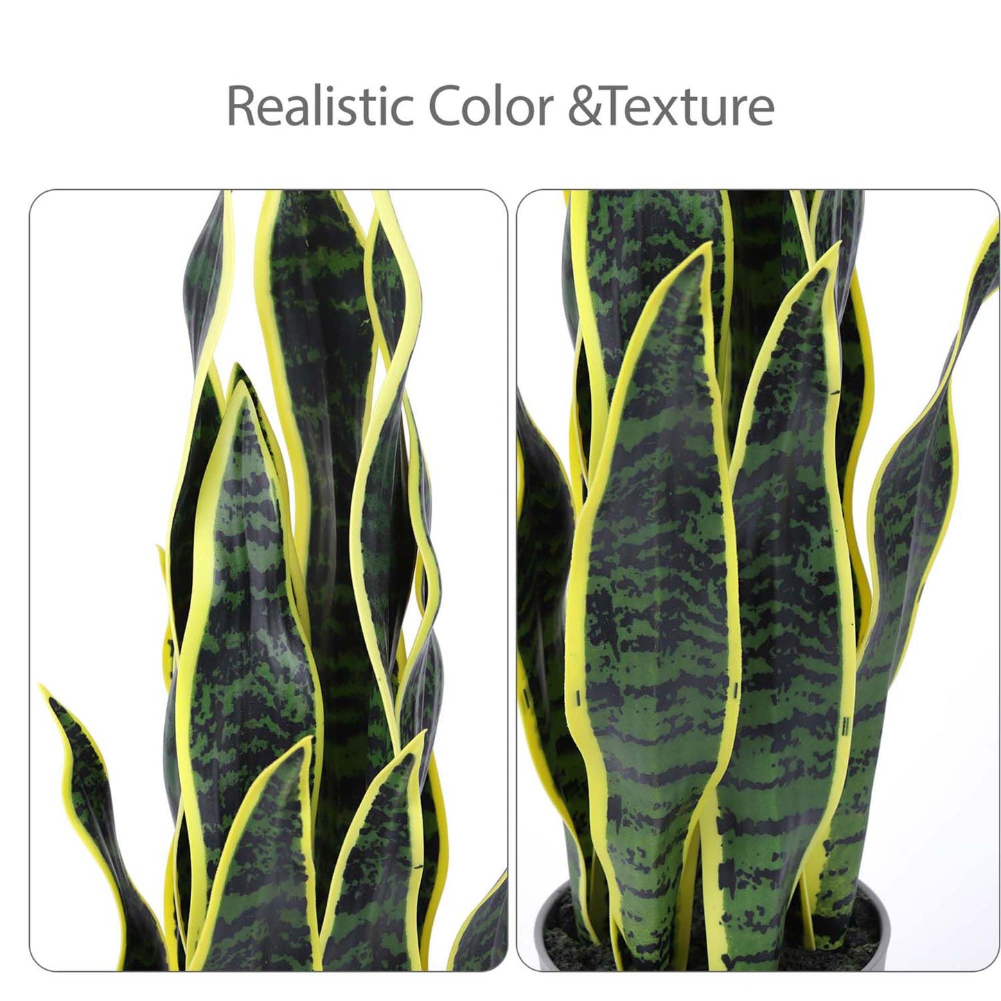 Artificial Snake Plant 25Inch Fake Sansevieria Faux Silk Potted Plant Artificial Mother in Law Tongue Plant for Indoor Outdoor Home Office Garden Decor Yellow