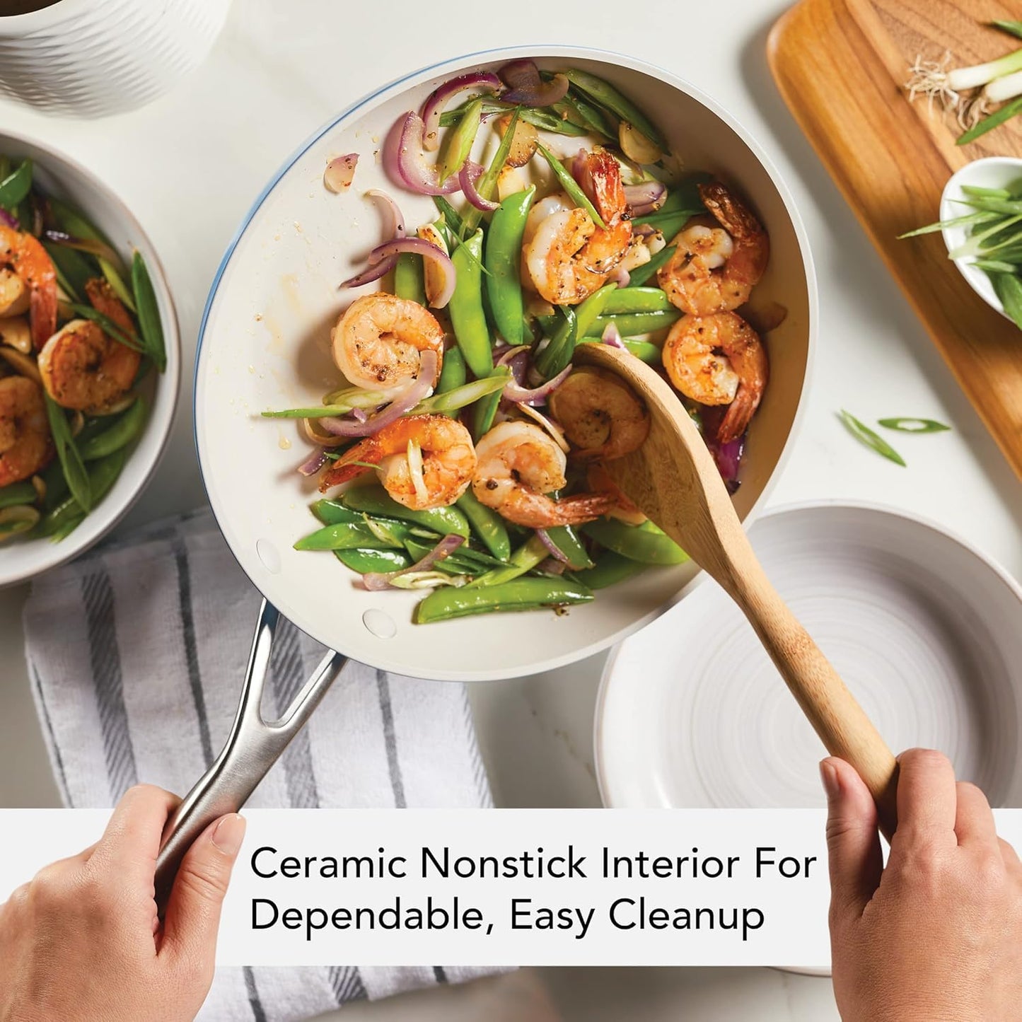 KitchenAid Hard Anodized Ceramic Nonstick Cookware Pots and Pans Set, 9 Piece - Blue Velvet