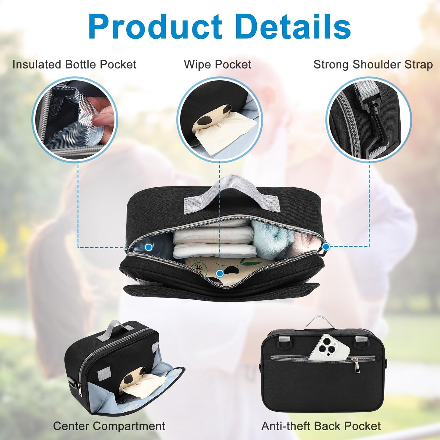 Accmor Stroller Organizer, Universal Stroller Organizer with Insulated Cup Holder Pocket, Dual Purpose Large Capacity Stroller Bag Caddy, Stroller Accessories Fits for Uppababy, Doona, Nuna Strollers