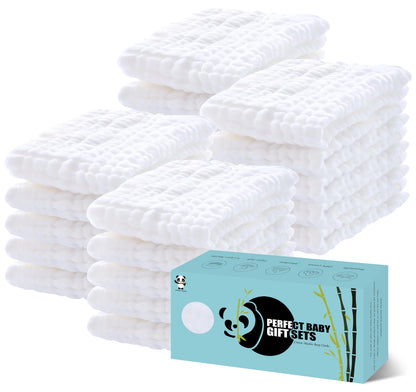 HIPHOP PANDA 10 Pack 6-Layers Muslin Burp Cloths Large - Durable 100% Cotton - Baby Essentials Extra Absorbent and Soft Boys & Girls Rags for Newborn Registry (Brown, 20" X10")