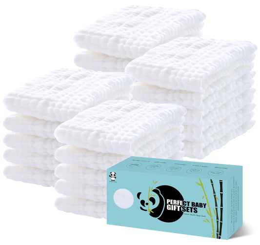 HIPHOP PANDA 10 Pack 6-Layers Muslin Burp Cloths Large - Durable 100% Cotton - Baby Essentials Extra Absorbent and Soft Boys & Girls Rags for Newborn Registry (Brown, 20" X10")