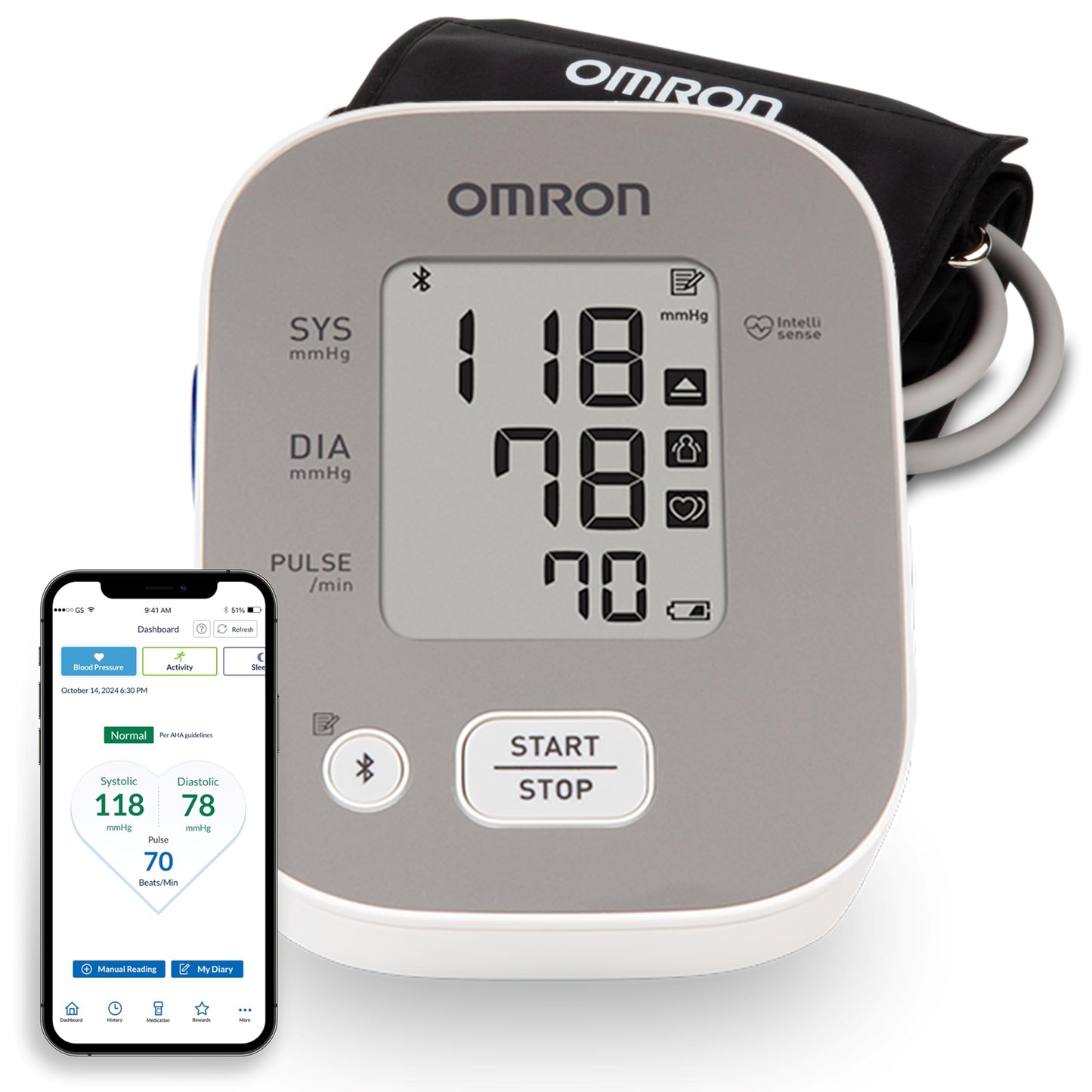 OMRON Bronze Upper Arm Blood Pressure Monitor - Clinically Validated Blood Pressure Arm Cuff - Use OMRON Connect App for Unlimited Free Measurements