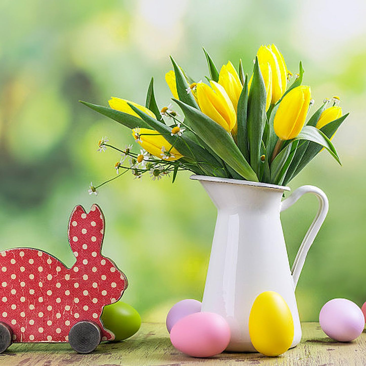 28pcs Yellow Flowers Artificial Tulip Stems Real Feel PU Tulips for Easter Spring Wreath Wedding Bouquet Centerpiece Floral Arrangement Cemetery Table Décor 13" Tall