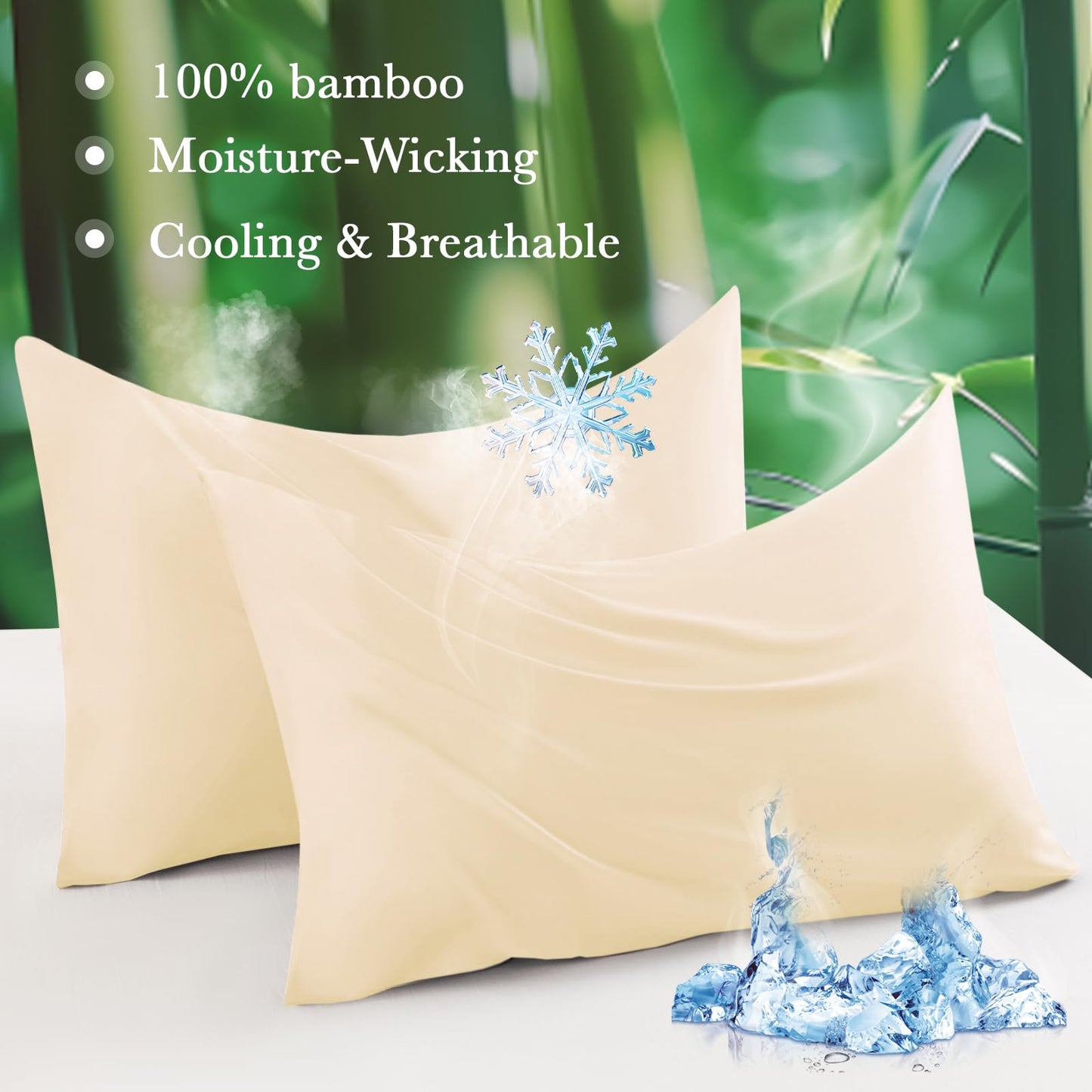 Curved Pillow Case Queen Size, Side Sleeper Pillow Cases Cover Cooling Rayon Derived from Bamboo with Zipper for hot Sleepers Hair and Skin, Breathable Silky Soft Pillowcase 1 Pack 20 * 30 Inches