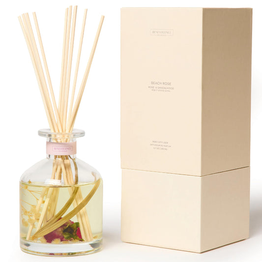 Benevolence LA Reed Diffuser, Rose & Sandalwood Scent Diffusers for Home with Oil Diffuser Sticks | Sun-Kissed Collection