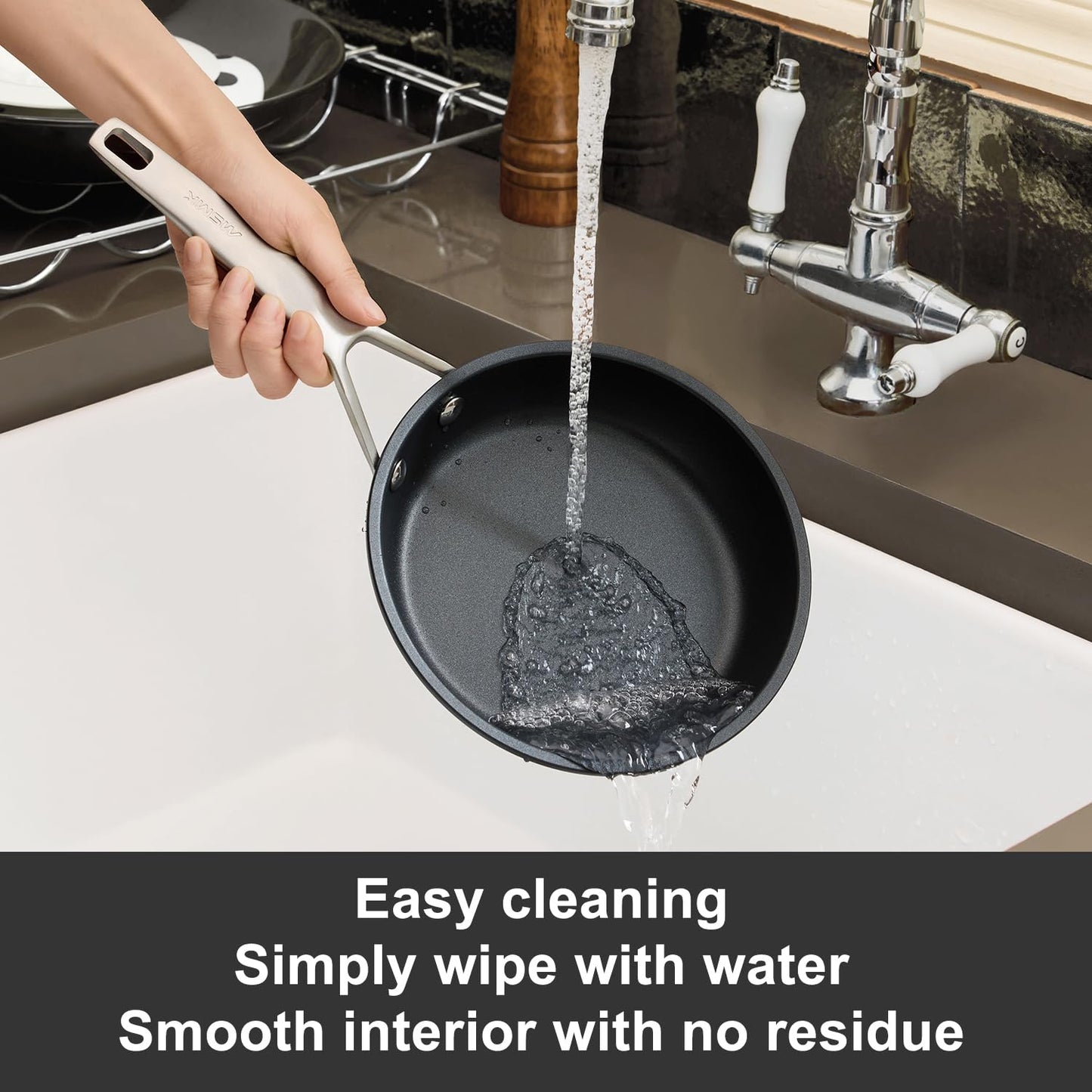 MsMk 7 inch Small Nonstick Frying Pan with Lid, Non stick Egg Omelet Skillet, PFAS & PFOA Free Non-Toxic, Induction Skillet, Oven Safe to 700°F Pan for Cooking, Dishwasher Safe