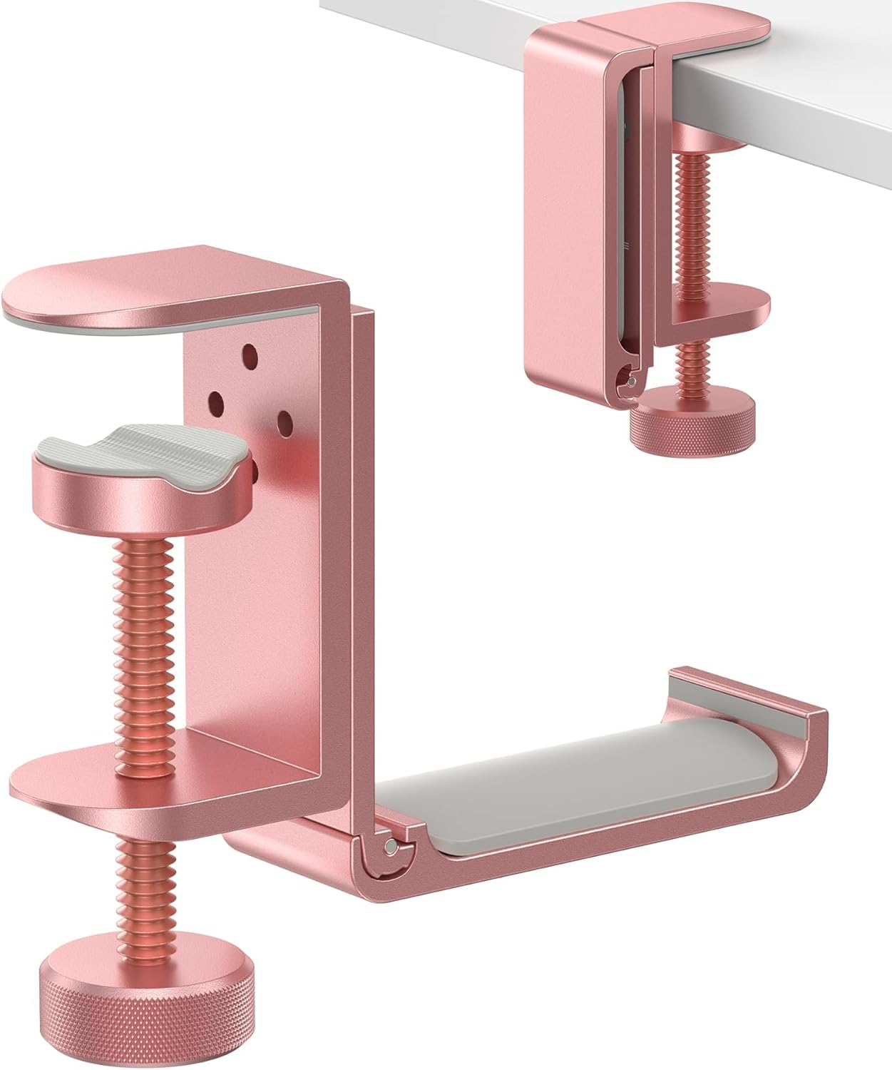 New Foldable Headphone Stand Hanger Holder Aluminum Headset Soundbar Stand Clamp Hook Under Desk Space Save Mount, Universal Fit Gaming Headphones, Black