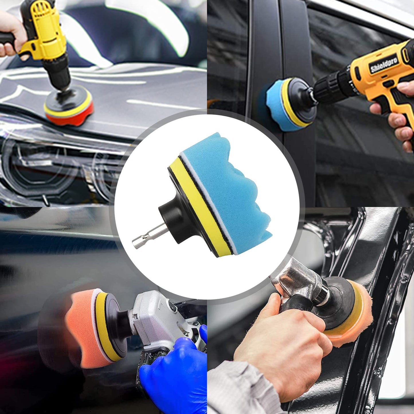 Shieldpro 30 Piece Drill Brush Attachment Set, All Purpose Power Clean Scrubber Brush, Scrub Pads & Sponge with Extend Long Attachment for Bathroom, Kitchen,Grout,Tub,Tile,Corners, Auto