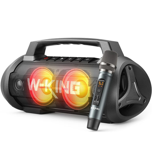 W-KING Portable Bluetooth Speaker with Wireless Microphone, 120W Peak 70W RMS Waterproof Speakers with Subwoofer Outdoor Speakers Bluetooth Boombox/42H/Bass Up/DSP/AUX/Stereo Pairing
