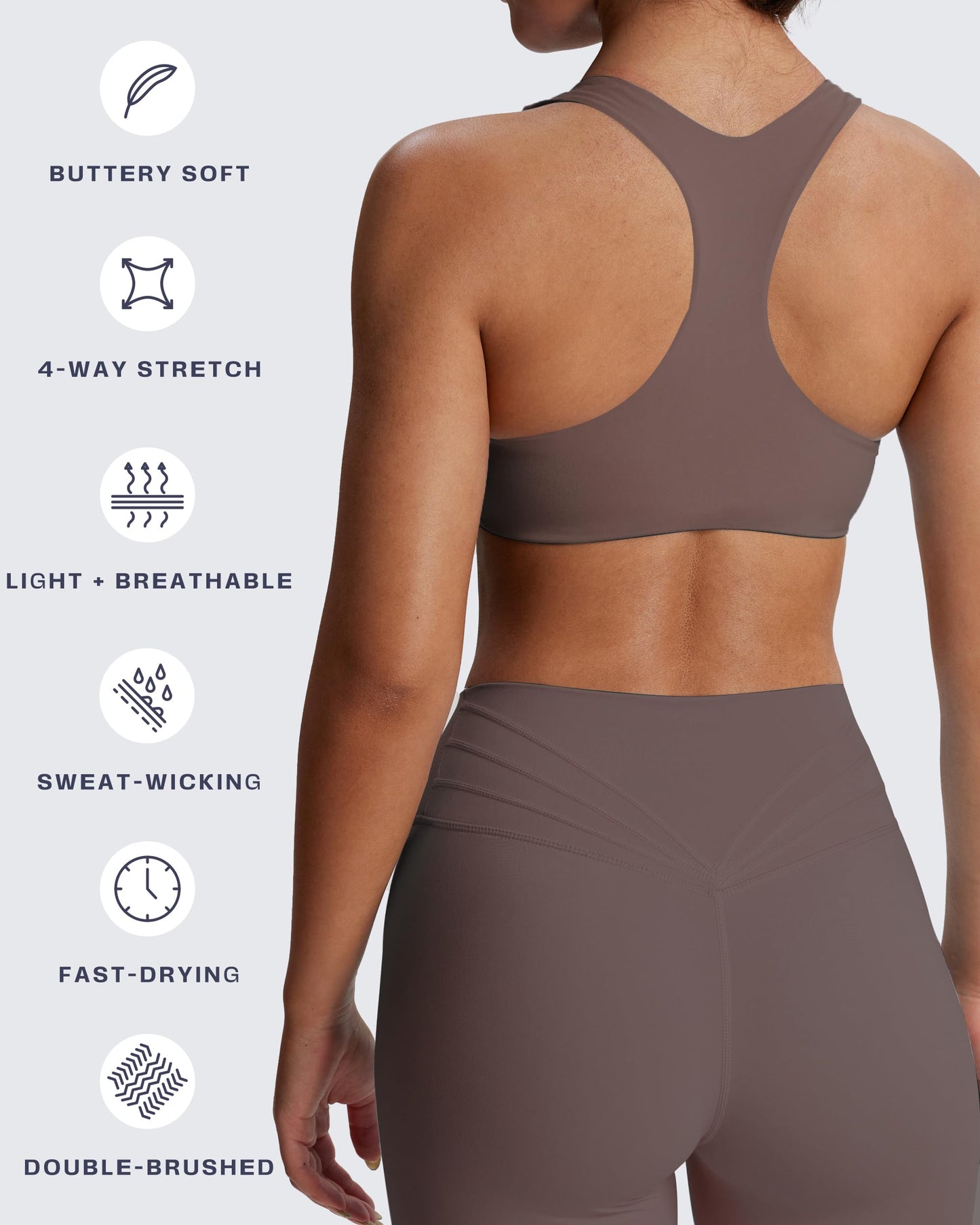 Aoxjox Women's Workout Sports Bras Fitness Define Sculpt Racerback Bra Yoga Crop Tank (Fudge Coffee, X-Small)