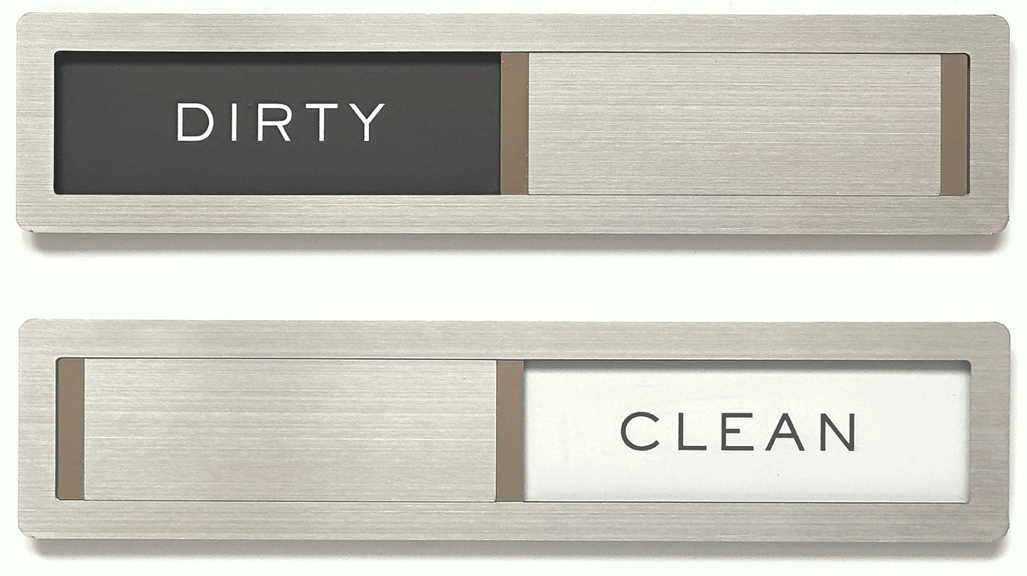 Dishwasher Magnet Clean Dirty Sign, Kubik Letters Premium Stainless Steel Grade 304, Kitchen Organizers and Storage Decor Accessories, Extra Adhesive Tapes Included.