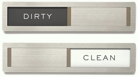 Dishwasher Magnet Clean Dirty Sign, Kubik Letters Premium Stainless Steel Grade 304, Kitchen Organizers and Storage Decor Accessories, Extra Adhesive Tapes Included.