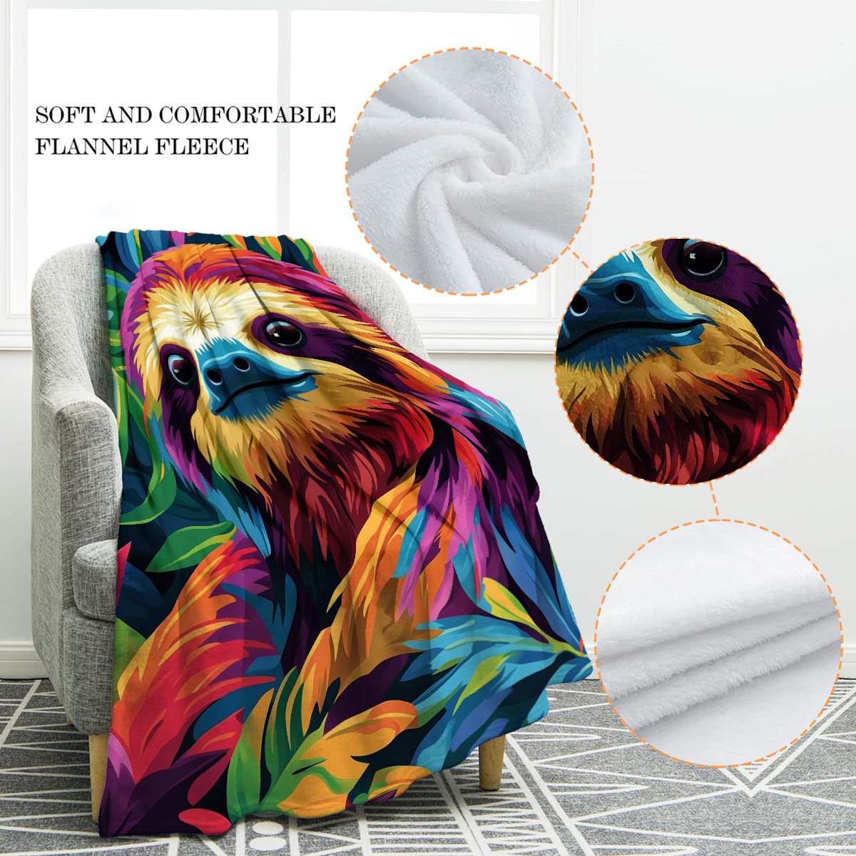 Jekeno Sloth Gifts Throw Blanket for Adults & Kids, Christmas & Birthday Sloth Gifts for Women & Girls, Decor for Sofa, Chair, Bed, Travelling & Camping 50"X60"