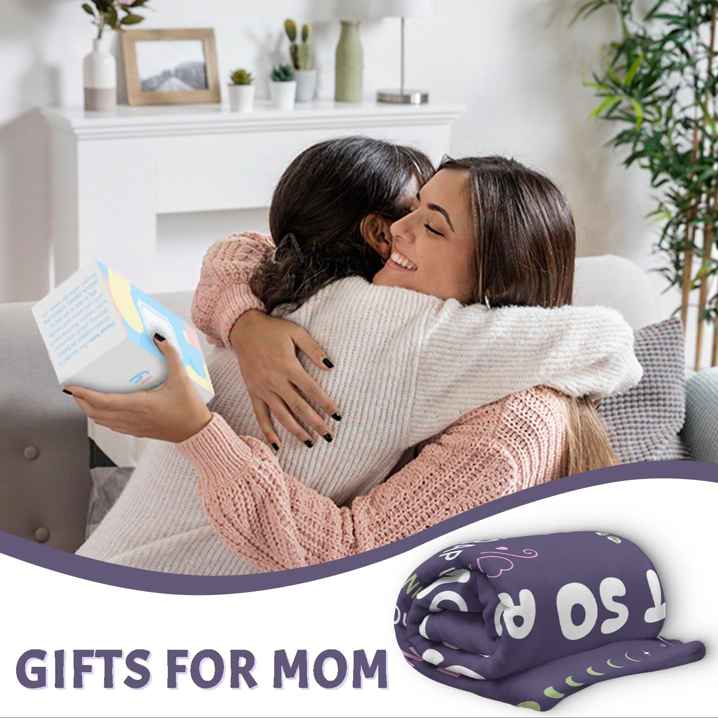 PUREFLY Gifts for Mom Blanket,Mothers Day Birthday Gifts for Mother from Daughter Son,Best Mom Ever Gifts,Super Soft Flannel Throw Blanket to My Mom,60”x50”