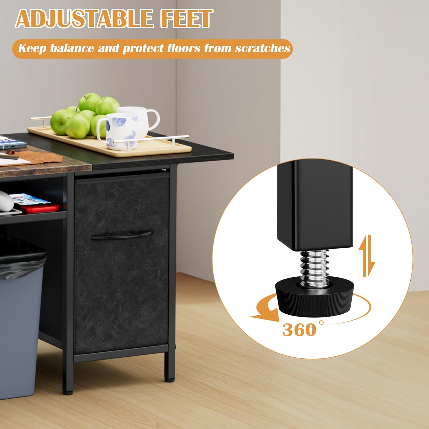 Small Coffee Tables for Living Room 35'' Rectangle Coffee Table with 2 Fabric Storage Drawers and Metal Shelf, Wood Center Table for Small Spaces, Home Office, Black & Rustic Brown