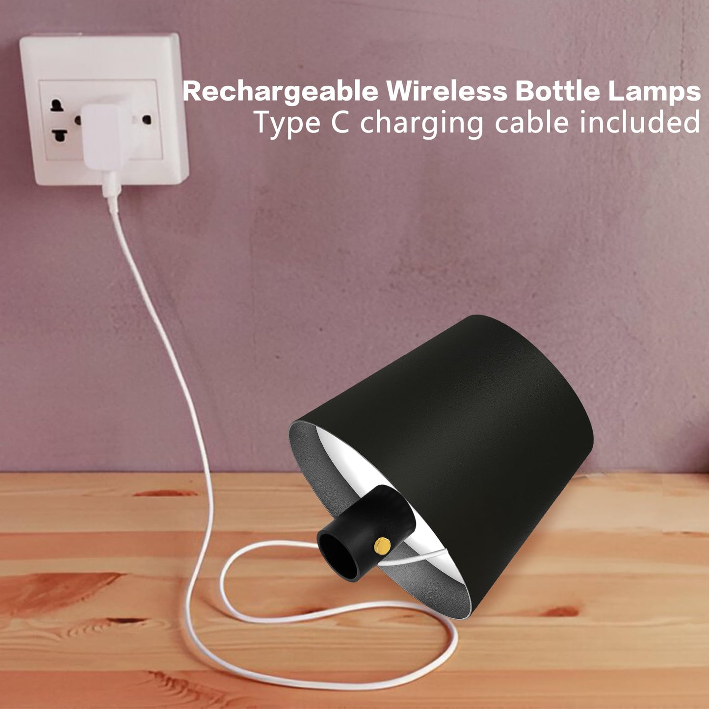 Wine Bottle Lights,2025 Upgraded Bottle Lamp,Rechargeable Wireless Bottle Light with Remote, RGBW Multicolor+3 Color Temperature Wine Battery Light for Bar, Bedside, Restaurant (Black, 1 Pack)