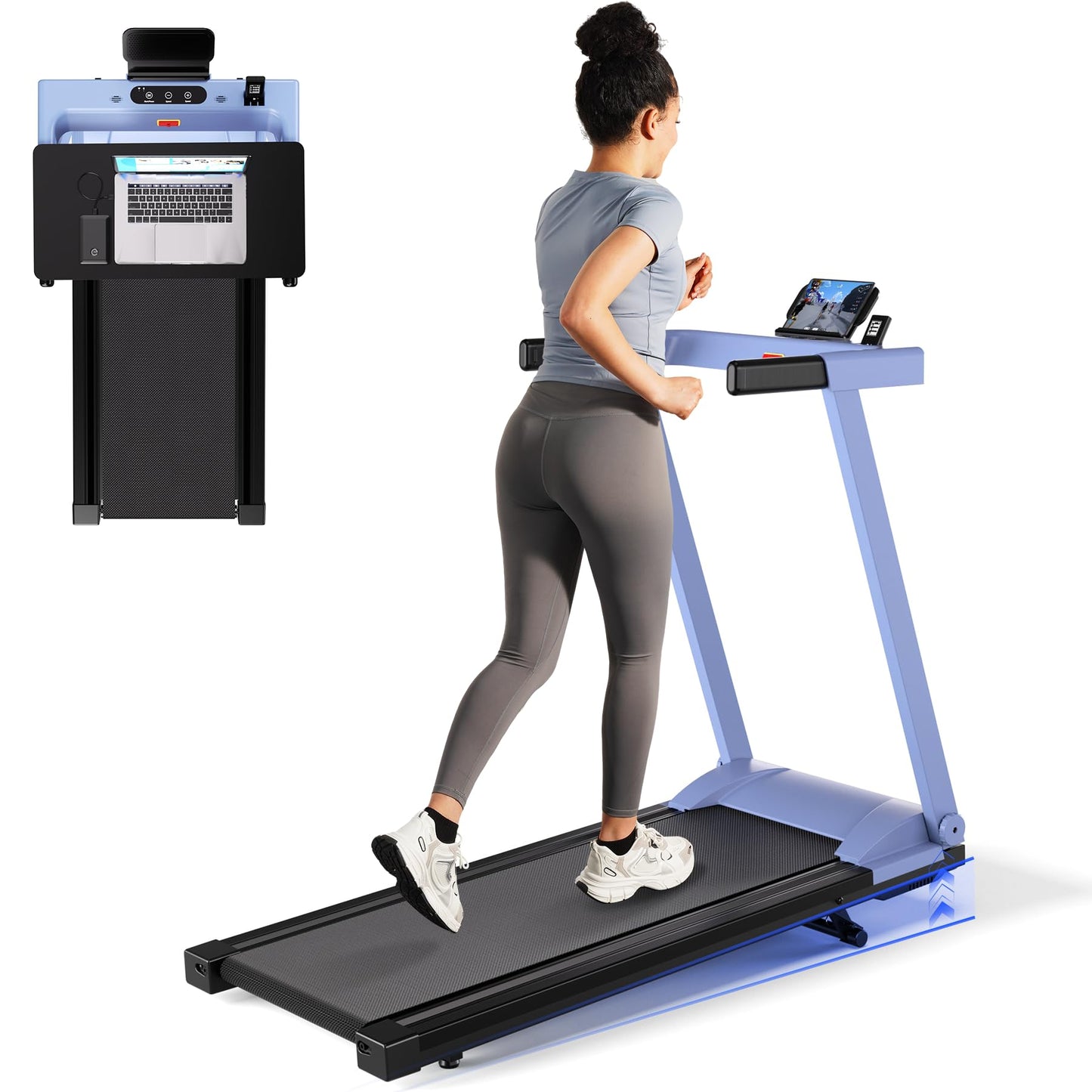 Treadmill for Home with Incline Folding Treadmills Running Machine for Small Spaces with Handle 300 LB, 3.0 HP, 7.5 MPH Foldable Treadmill with App