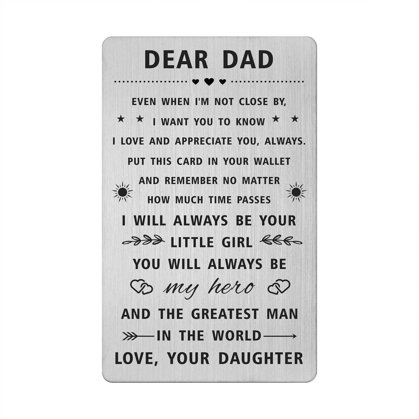 SOUSYOKYO Dad Father Day Gifts from Daughter, Happy Birthday Wallet Card for My Daddy, Personalized Long Distance Hero Dad Gifts, I love You Father Present Men, Easter