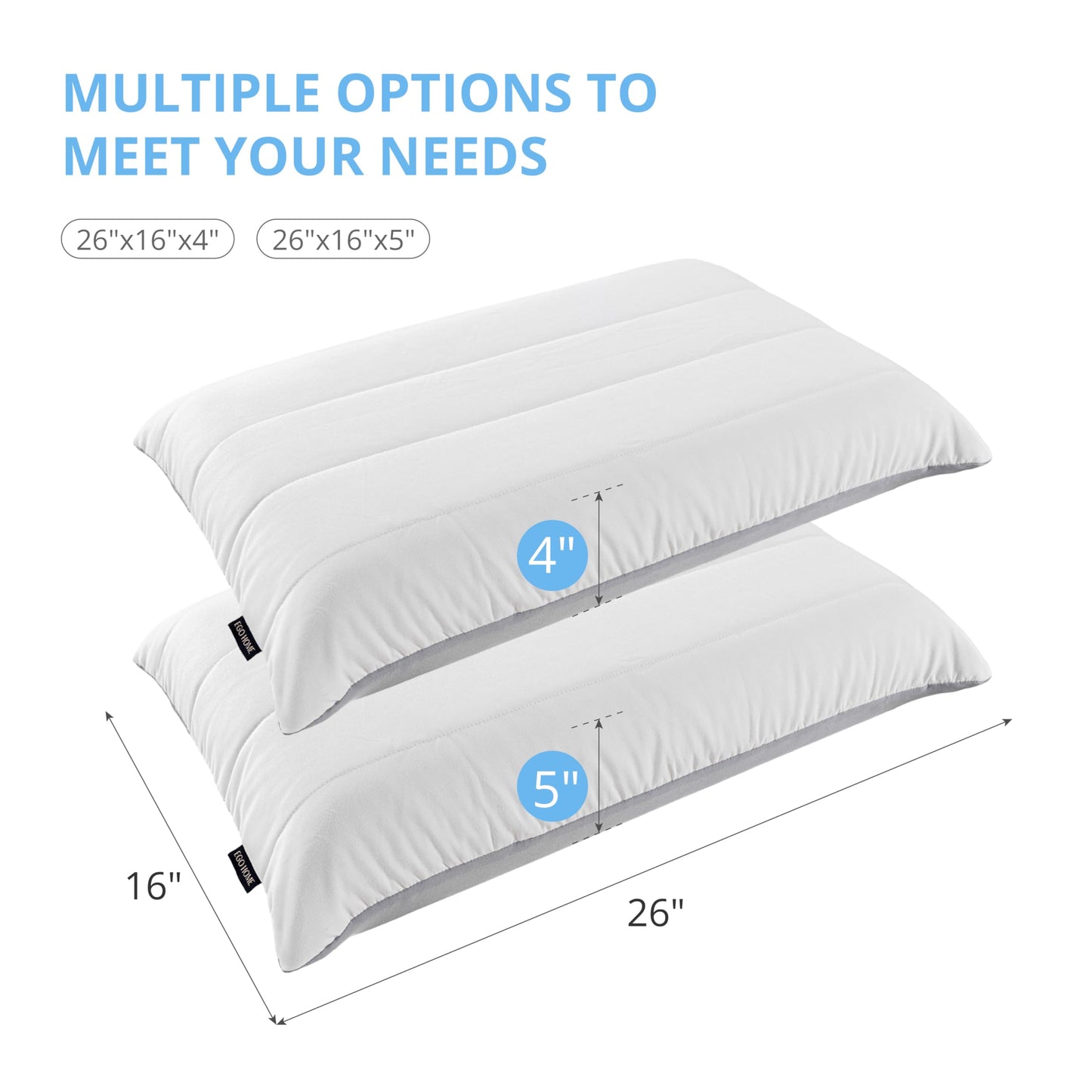 Memory Foam Pillows, Bed Pillow for Sleeping, Cooling Pillows for Neck and Shoulder Pain, Soft Pillow for Side Sleepers, Standard Pillow Cube, Back Neck Support Pillow for Bed (1 Pack, 4" H)