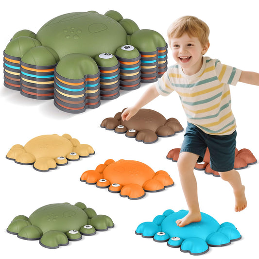 TOPNEW Toddler Stepping Stones for Kids, 6pcs Non-Slip Balance Stepping Stones for Promoting Children's Coordination Skills, Indoor & Outdoor Sensory Toys Obstacle Course for Kids Age 3 4 5 6 7+