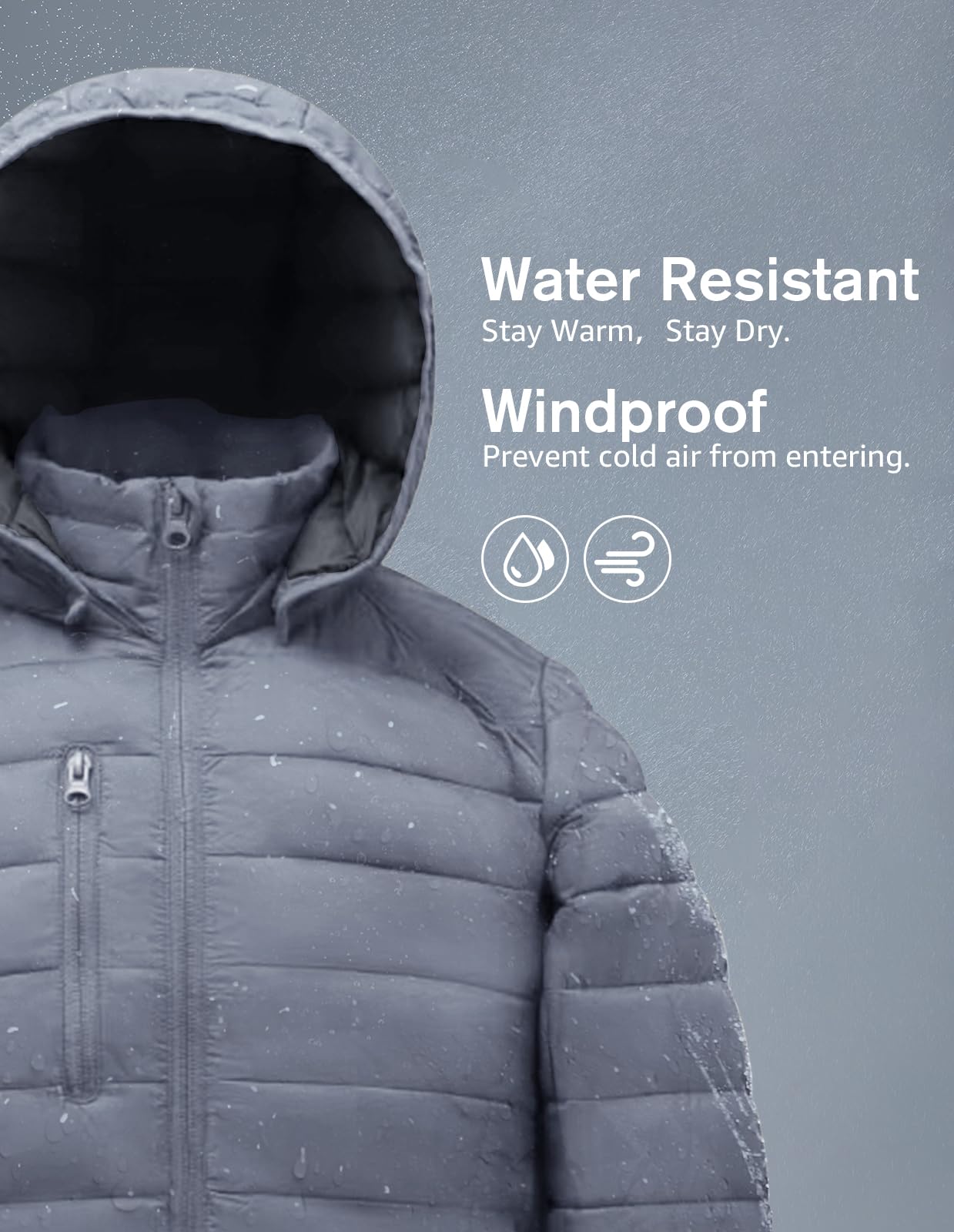 fit space Classic Puffer Jacket for Girl Boy Synthetic Down Jacket Lightweight Winter Warm Coat Padded Insulated Quilted Zip-Off Hood (4'3''~4'7'' Grey)