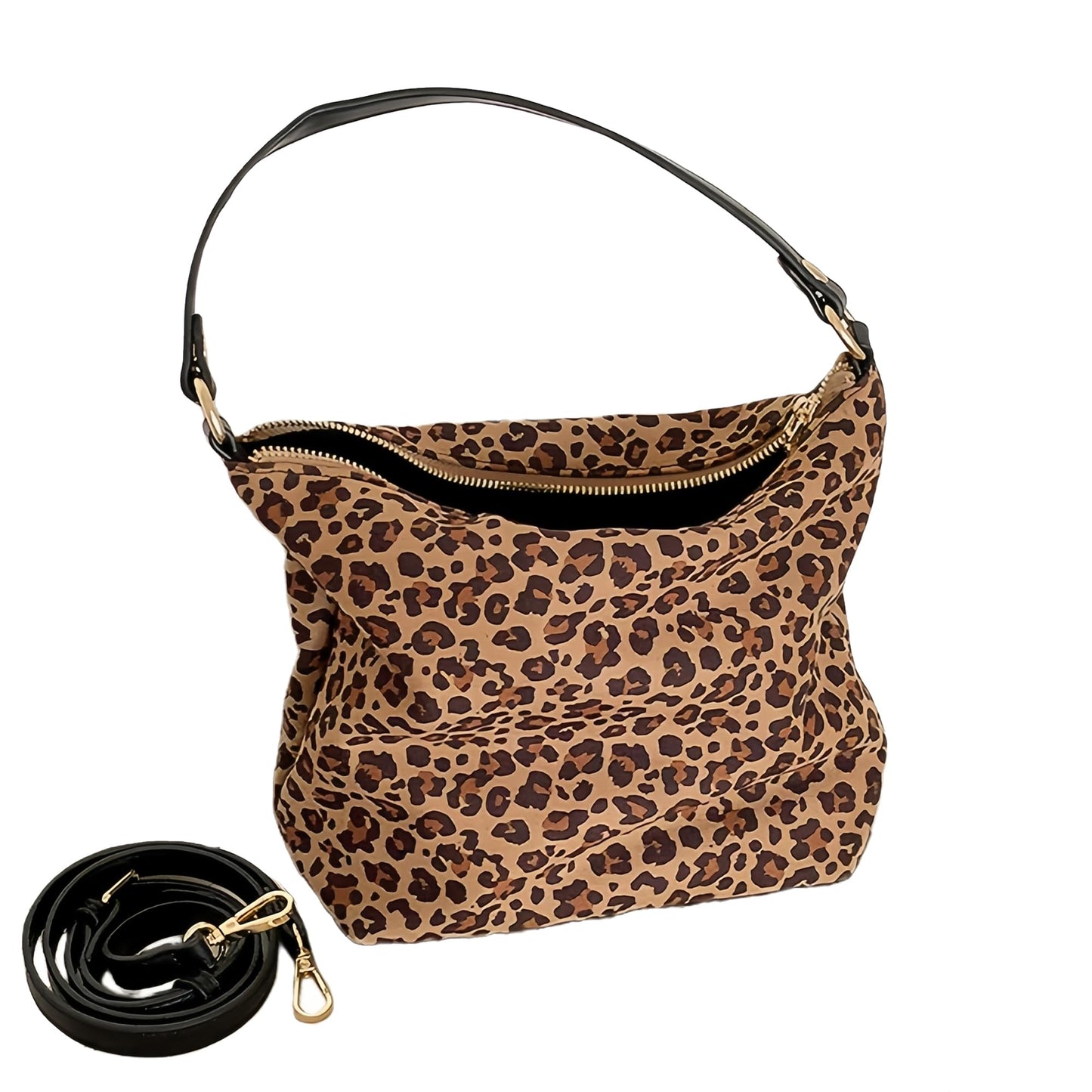 buyborgood Women's Suede Top Handle Crossbody Bag Leopard Print Purse Animal Small Handbag (Brown Cheetah)