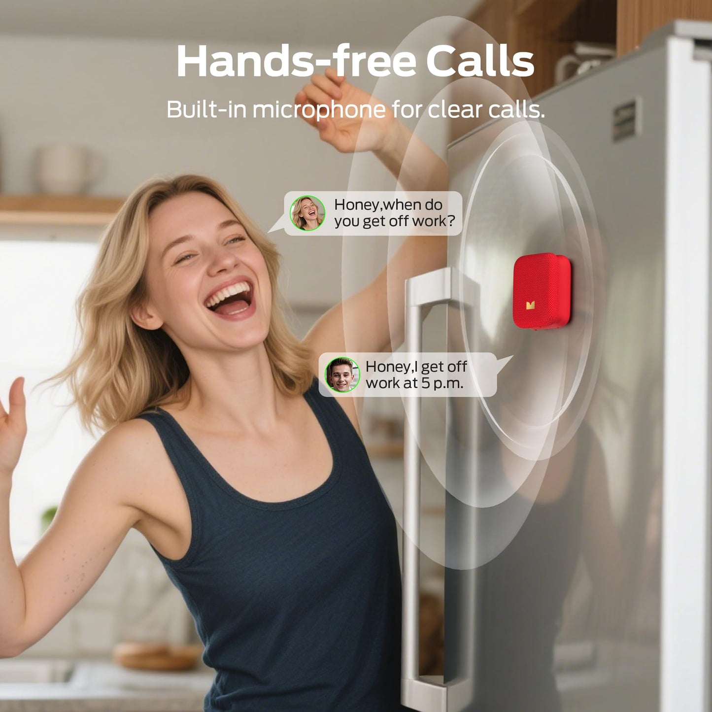 Monster Atomic Atom Wearable Bluetooth Speaker with Mics for Hands-Free Calls, IPX5 Waterproof, Compact and Portable Speaker for Workout, Cycling, Red