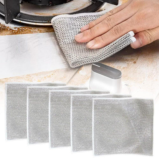 Multipurpose Wire Dishwashing Rags for Wet and Dry, 2024 New Non-Scratch Wire Dishcloth Scrubbing Wire Dishwashing Rag, Reusable Metal Wire Dishwashing Cloth for Home Kitchen Cooktop (5)