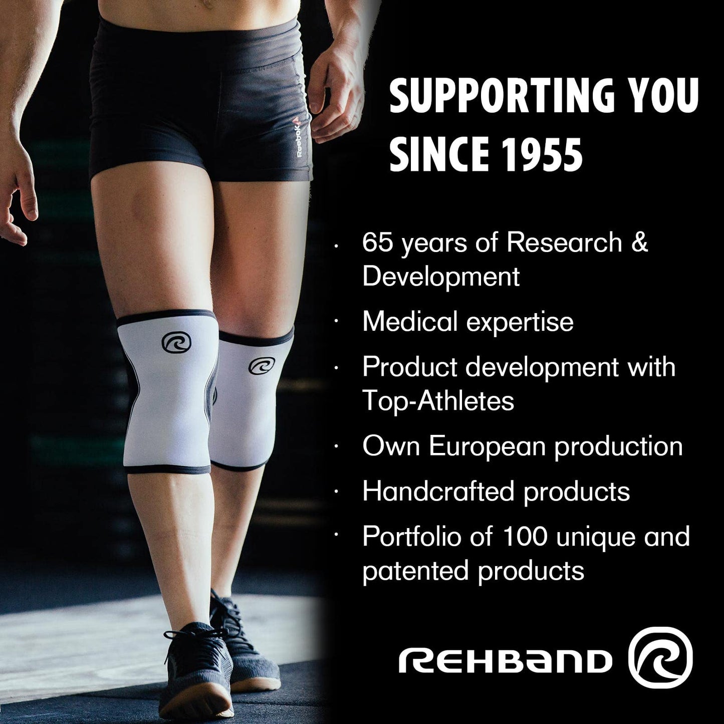 Rehband 5mm Knee Sleeves for Functional Training, Cross-Training & Powerlifting, Weightlifting Knee Support made of Neoprene, Unisex, Colour:Black - 1 Pair, Size:XX-Large