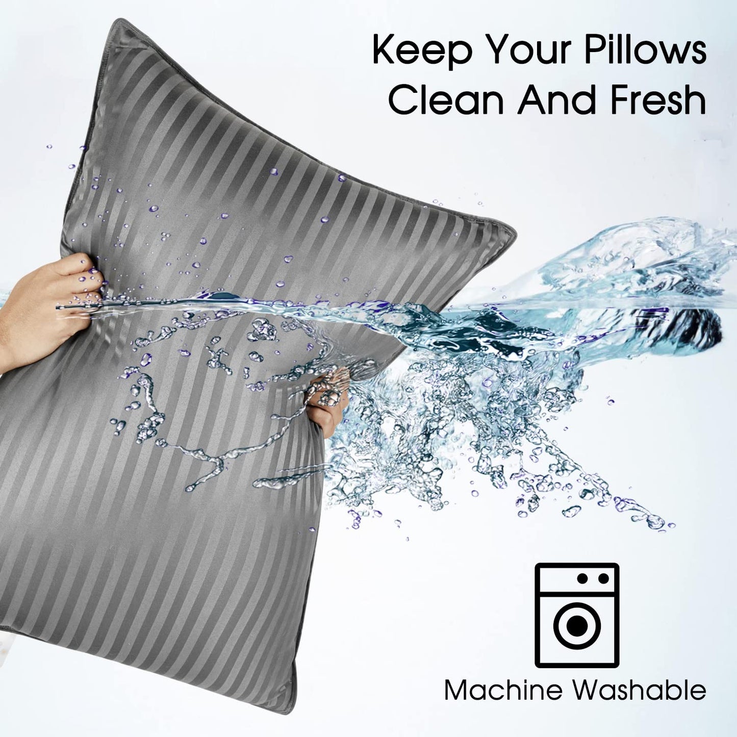 Basic Beyond King Size Pillows for Sleeping - Soft Down Alternative Pillows Luxury Hotel Collection Bed Pillows Set of 2, Grey, 20x36 Inches