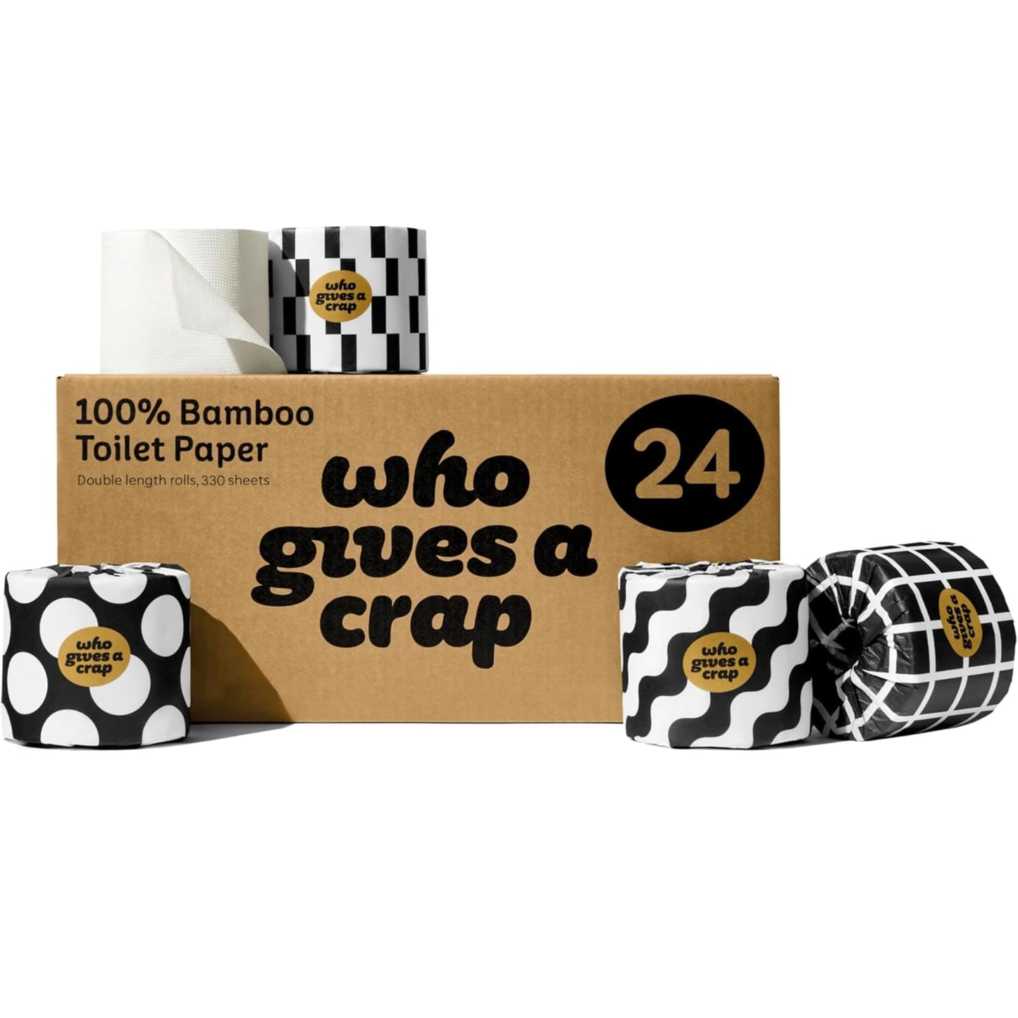 Who Gives A Crap 100% Bamboo Toilet Paper, 48 Rolls, 3 Ply, 370 Sheets, Long, Strong & Soft Toilet Tissue, Sustainable, Biodegradable, Renewable, Tree Free Bathroom Tissue Bulk Toilet Paper