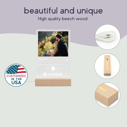 Custom Music Plaque - Personalized Acrylic Song Plaque/Glass Album Cover/Present for Girlfriend - Customized Music Sign - Long Distance Gifts - Couple Present for Her/Him/Boyfriend