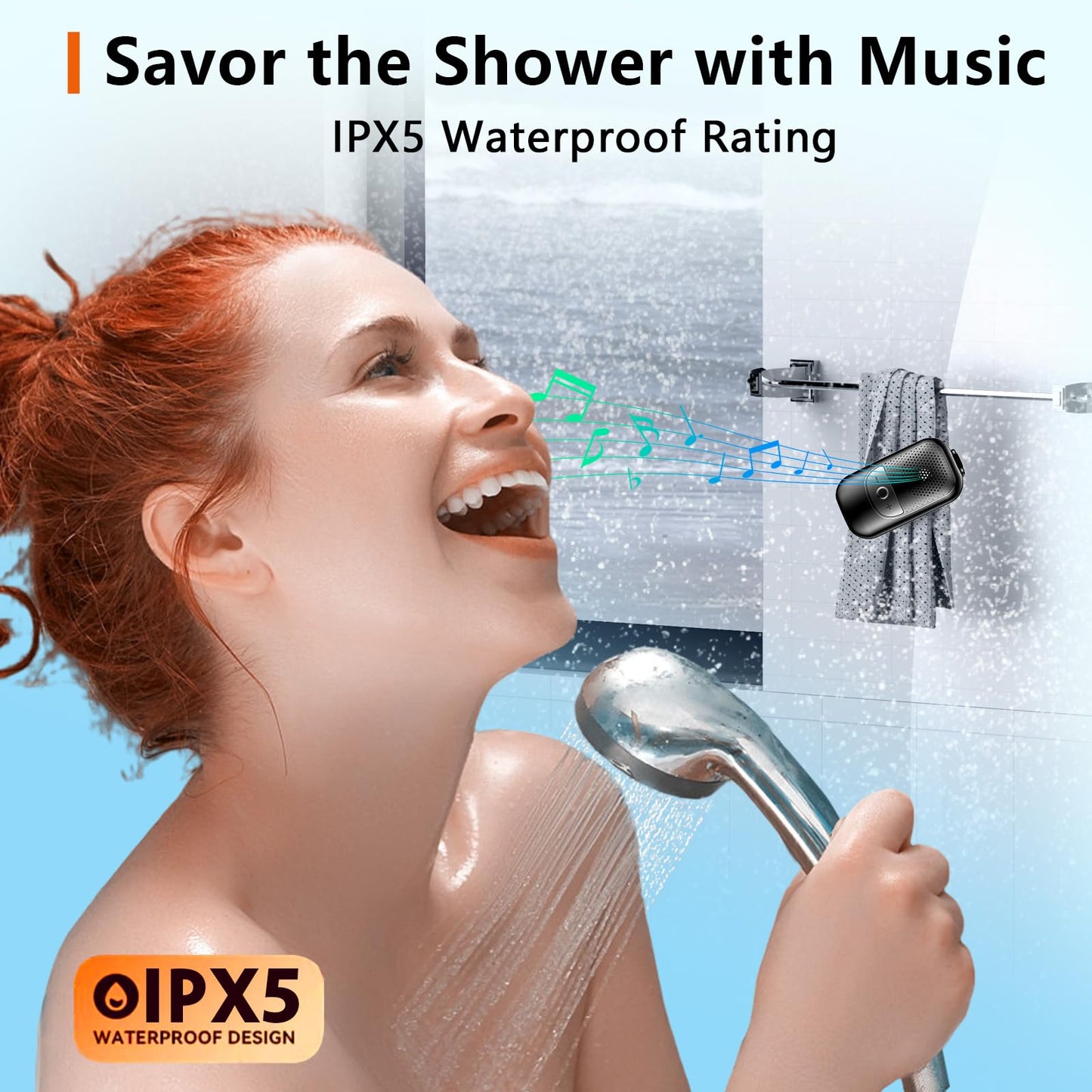 Portable Bluetooth Speaker, Clip-On Wireless With Stereo Loud Sound and Deep Bass, IPX5 Waterproof Mini Outdoor Wearable, BT 5.3 for Cycling/Home/Party/Beach/Shower/Gift