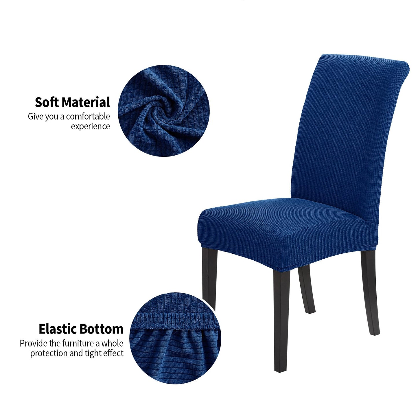 Joccun Chair Covers for Dining Room Set of 4, Dining Chair Slipcovers Stretch Dining Room Chair Covers Seat Protector,Washable Parsons Chair Cover for Home,Banquet(Classic Blue,4 Pack)