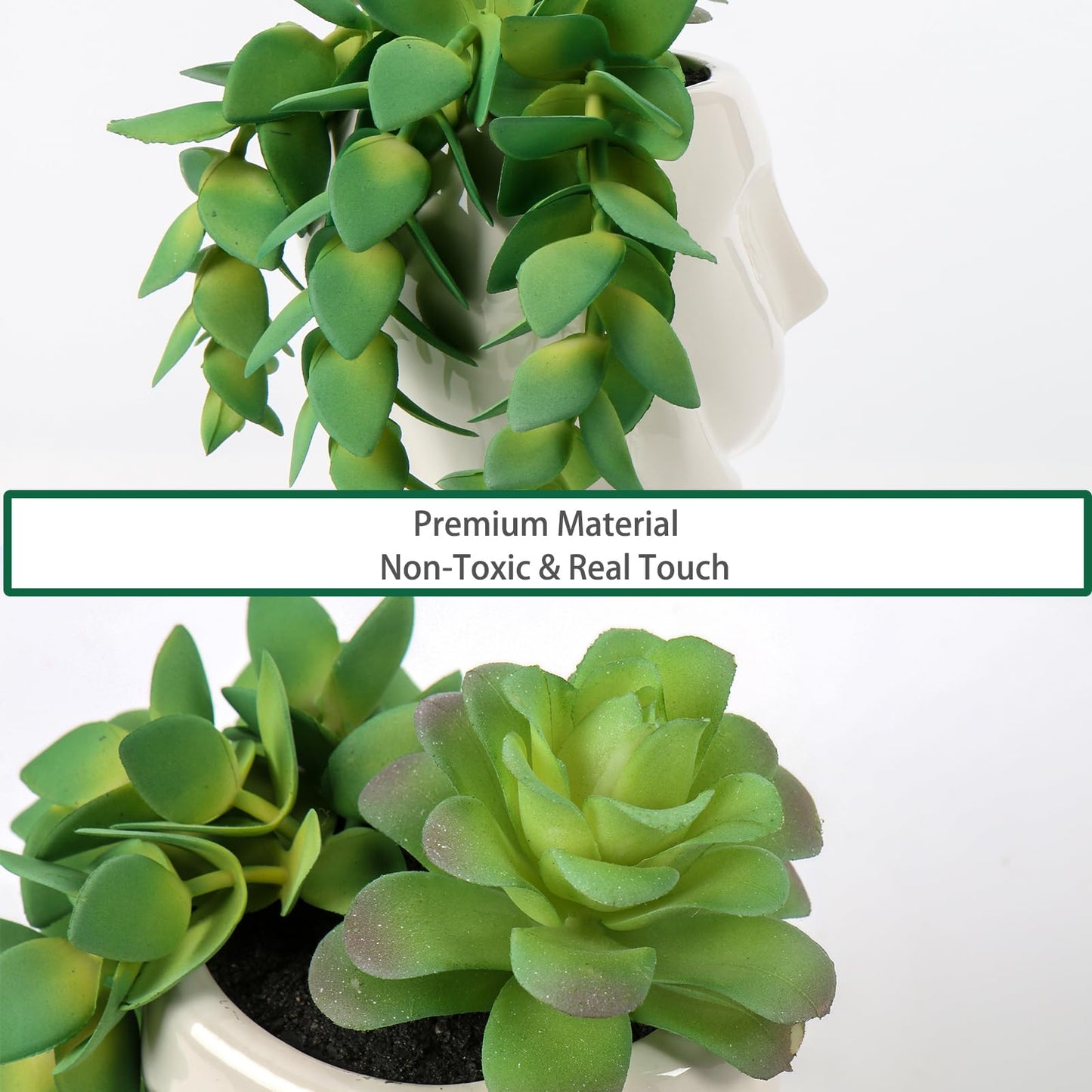 Fake Succulents Plants Artificial Succulents in Ceramic Pots Fake Potted Plants Faux Plants Indoor Fake Plants for Office, Desk, Shelf, Succulent Decor